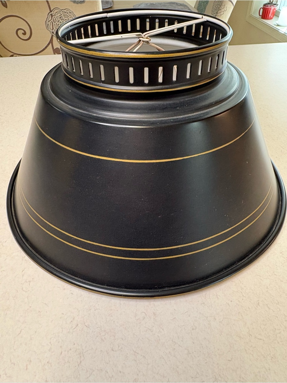 Vintage Black-and -Gold Metal Lamp Shade - Picture 3 of 8